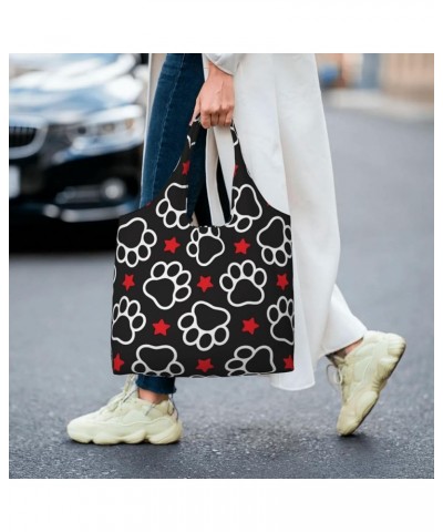 Cute Cat Paws Single Shoulder Commuter Canvas Tote Bags For Women And Men Dog Paw 1 $8.79 Totes