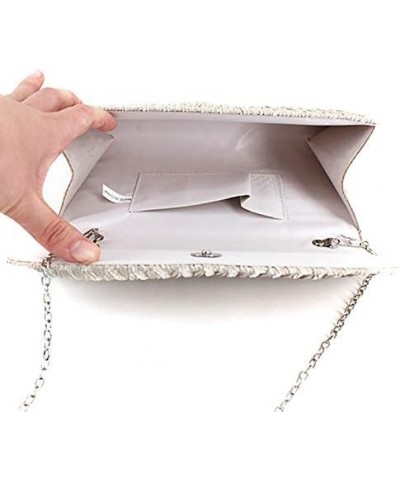 Women Rhinestone Satin Frosted Evening Bag Envelope Handbag Party Bridal Clutch Purse Z-apricot $11.83 Evening Bags