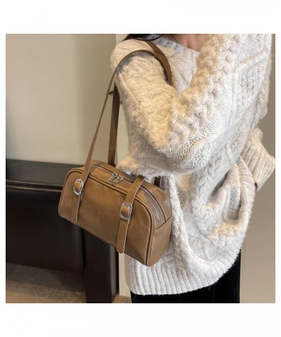 Women PU Leather Underarm Bag Double Zipper Adjustable Strap Shoulder Tote HandBags Tan $13.82 Totes