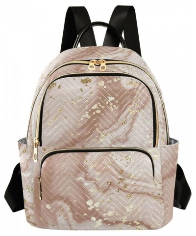 Women Backpack Marble Rose Gold Foil Durable Travel Backpack Lightweight Handbag Lady Purse Roomy Double Zipper Weekend Bag f...