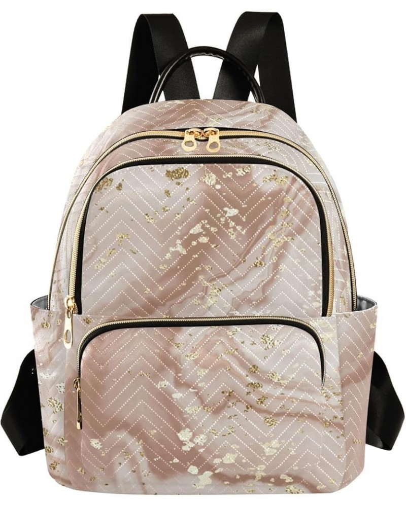 Women Backpack Marble Rose Gold Foil Durable Travel Backpack Lightweight Handbag Lady Purse Roomy Double Zipper Weekend Bag f...