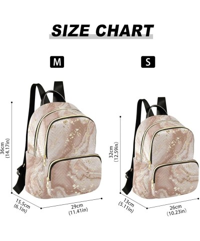 Women Backpack Marble Rose Gold Foil Durable Travel Backpack Lightweight Handbag Lady Purse Roomy Double Zipper Weekend Bag f...