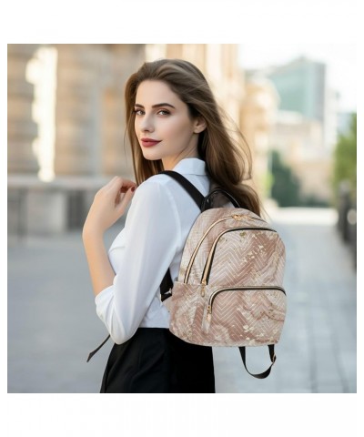 Women Backpack Marble Rose Gold Foil Durable Travel Backpack Lightweight Handbag Lady Purse Roomy Double Zipper Weekend Bag f...