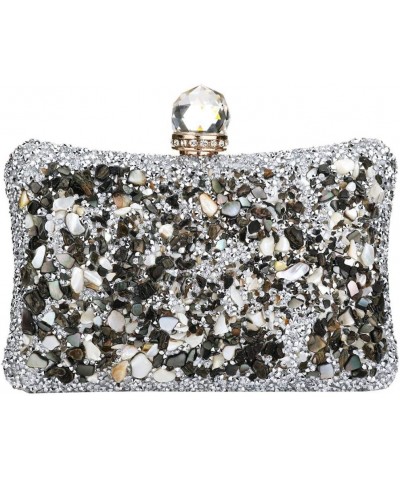 Women Elegant Rhinestone Evening Bags Glitter Vintage Bridal Clutch Purse Wedding Prom Party Handbag Silver $20.20 Evening Bags