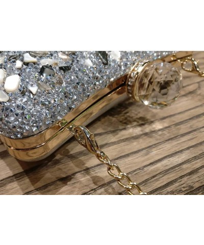 Women Elegant Rhinestone Evening Bags Glitter Vintage Bridal Clutch Purse Wedding Prom Party Handbag Silver $20.20 Evening Bags