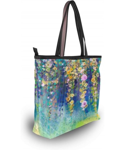 QMXO Abstract Flower Floral Watercolor Handbags and Purse for Women Tote Bag Large Capacity Top Handle Shopper Shoulder Bag $...