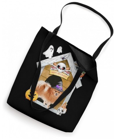 Halloween Pomeranian Dog Witch Haunted House Tote Bag $16.50 Totes