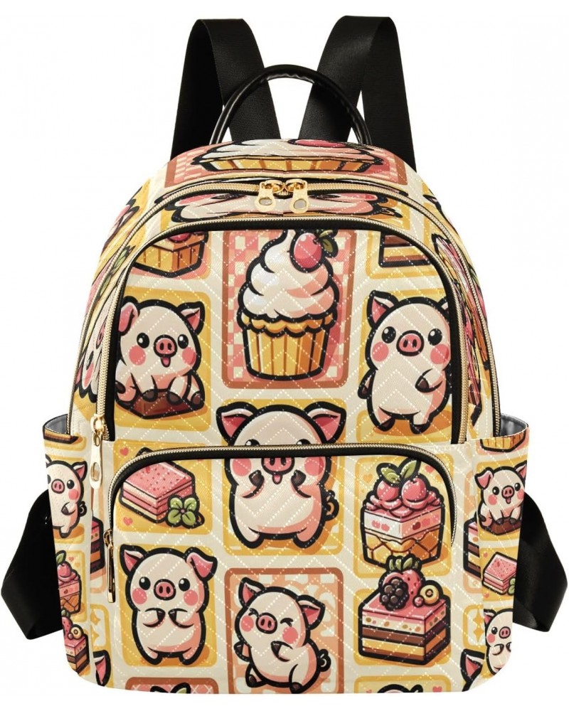 Cute Pig with Cake Women Backpack Purse Travel Daypack Shoulder Bag $16.45 Backpacks