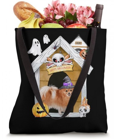 Halloween Pomeranian Dog Witch Haunted House Tote Bag $16.50 Totes