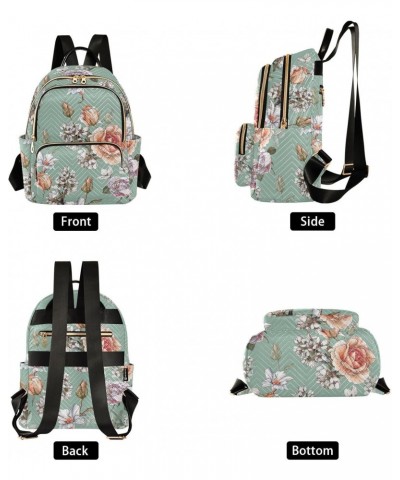 Floral Roses Fashion Backpack Purse for Women Multipurpose Casual Daypack with Multi Pockets & Secured Zipper Stylish Backpac...