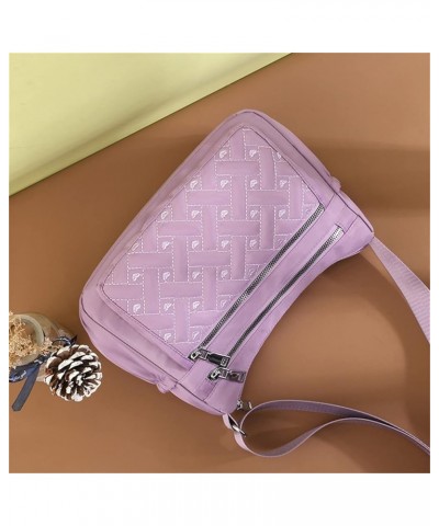 Women Nylon Waterproof Crossbody Bag Handbag Light Purple $10.12 Crossbody Bags