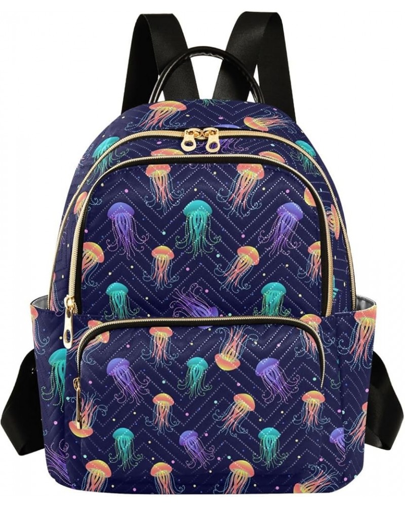 Backpack Purse for Women Underwater World Jellyfish, Mini Fashion Backpack Lightweight Casual Daypack Shoulder Bag Travel Bac...