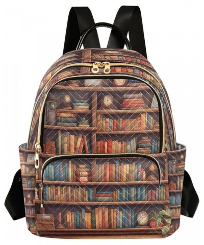 Cartoon Bookshelf Book Women Backpack Purse Ladies Fashion Shoulder Bag Daypack Travel Bag 7.5L Small $18.28 Backpacks