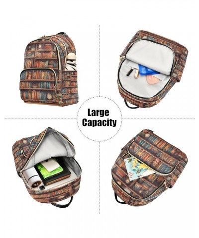 Cartoon Bookshelf Book Women Backpack Purse Ladies Fashion Shoulder Bag Daypack Travel Bag 7.5L Small $18.28 Backpacks