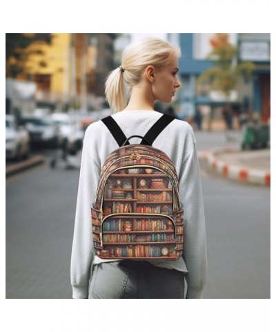 Cartoon Bookshelf Book Women Backpack Purse Ladies Fashion Shoulder Bag Daypack Travel Bag 7.5L Small $18.28 Backpacks