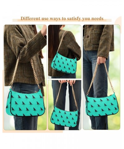 Shark Fins Light Blue Women Shoulder Bag Clutch Chain Purse Handbags with Zipper Pocket Tote Bag for Outing Travel $17.09 Sho...