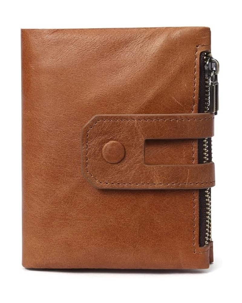 Men's Wallet Men's Wallet Leather Wallet Casual Double Zipper Multi Card Coin Purse (Color : Coffee, Size : 9.5x2.5x11.8cm) 9...