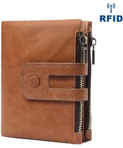 Men's Wallet Men's Wallet Leather Wallet Casual Double Zipper Multi Card Coin Purse (Color : Coffee, Size : 9.5x2.5x11.8cm) 9...