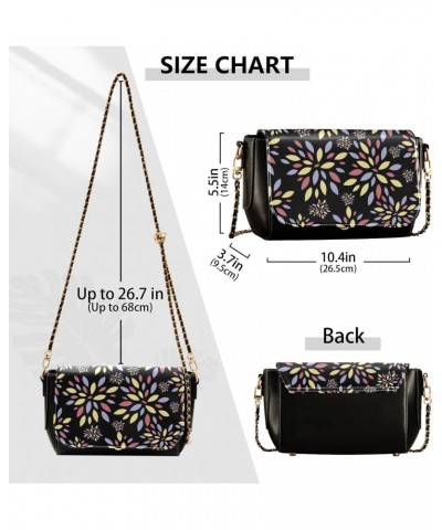 Black Dahlia Pinnata Flowers Crossbody Bags for Women Retro Cross Body Purse Small PU Leather Shoulder Handbags with Chain St...