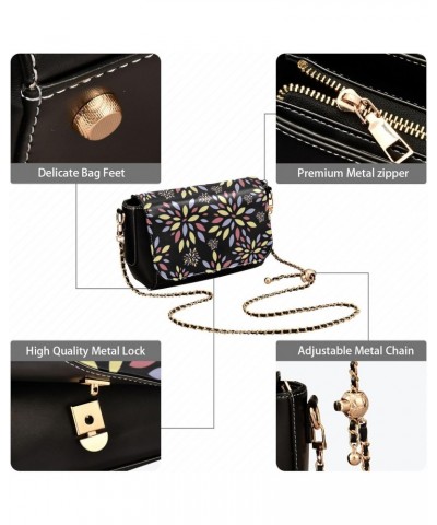 Black Dahlia Pinnata Flowers Crossbody Bags for Women Retro Cross Body Purse Small PU Leather Shoulder Handbags with Chain St...