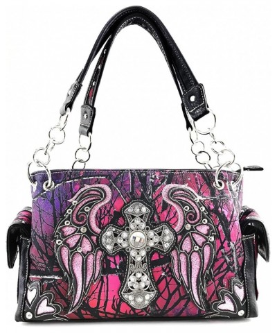 Camouflage Tree Branches Bling Rhinestone Cross Wings Handbag Purse Messenger Bags and Wallets Purple $25.23 Shoulder Bags