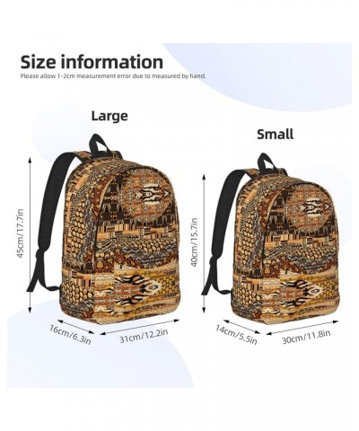 African Style Patchwork Print Casual Double Shoulder Daypack,Anti-Theft Travel Canvas Backpack For Men And Women Black Medium...