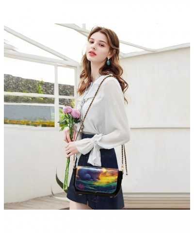 Lovable Cat with Flower Stylish Leather Clamshell Crossbody Handbag with Detachable Adjustable Shoulder Strap $20.79 Crossbod...