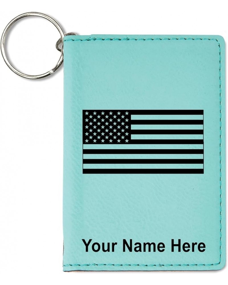 ID Holder Wallet, Flag of the United States, Personalized Engraving Included (Teal) Teal $12.60 Wallets