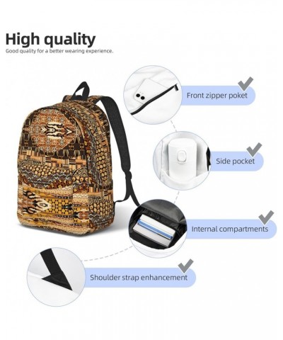 African Style Patchwork Print Casual Double Shoulder Daypack,Anti-Theft Travel Canvas Backpack For Men And Women Black Medium...