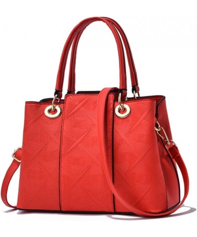 Women Fashion Texture Embossing Tote Bag Shoulder Bags Satchel Top-handle Bags Red $23.21 Satchels