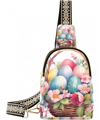 Sling Bag for Women Easter Egg Flower Pattern Crossbody Bag Small Chest Bag Shoulder Bag Cell Phone Purse for Casual Travel H...