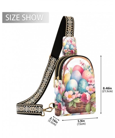 Sling Bag for Women Easter Egg Flower Pattern Crossbody Bag Small Chest Bag Shoulder Bag Cell Phone Purse for Casual Travel H...