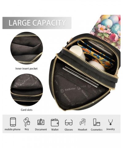 Sling Bag for Women Easter Egg Flower Pattern Crossbody Bag Small Chest Bag Shoulder Bag Cell Phone Purse for Casual Travel H...