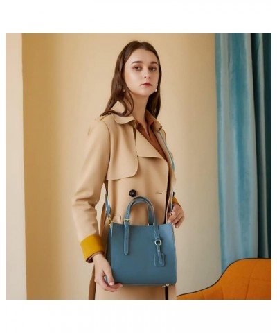 Top Handle Handbag for Women Genuine Leather Shoulder Bag Retro Crossbody Bag Adjustable Shoulder Strap Tote Bag Blue $38.12 ...