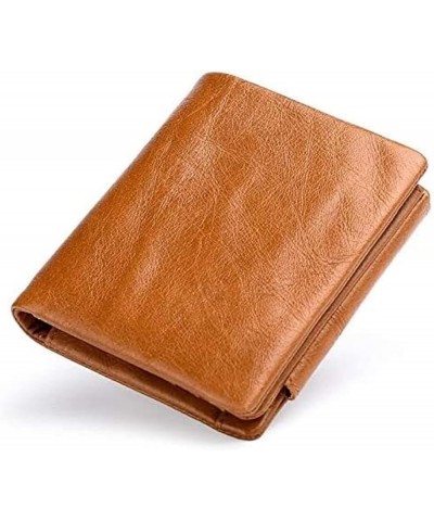 Men's Wallet Casual Retro Men's Wallet Short Top Layer Cowhide Tri-fold Buckle Wallet Leather (Color : Black) Brown $27.49 Wa...