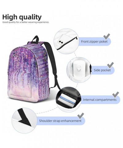 Floral Tree Print Unisex Canvas Backpack Cute Backpack For Travel Sports Casual Aesthetic Backpack Black Small $20.24 Backpacks