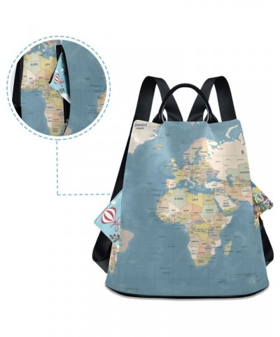 Women Fashion Backpack Vintage World Map print, Anti Theft Casual Daypack Shoulder Bag Purse for Travel Work 15 inches $24.18...