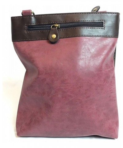 GEMINI Crossbody Faux Leather Gift Messenger Bag with Double Zip Wallet Dog - Burgundy $27.88 Crossbody Bags