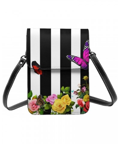 Butterfly Leather Portable Mobile Phone Bag Wallet, Fashion Women'S Flap Phone Protection Crossbody Bag $17.17 Crossbody Bags