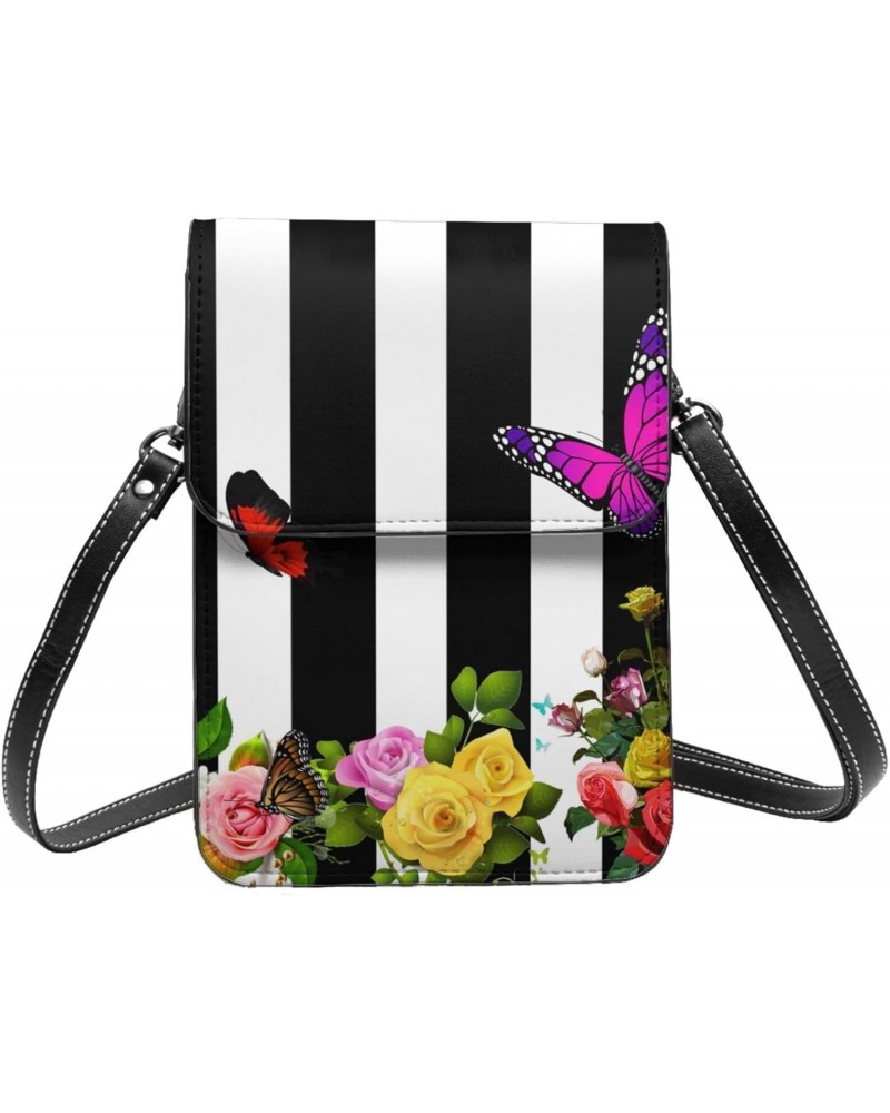 Butterfly Leather Portable Mobile Phone Bag Wallet, Fashion Women'S Flap Phone Protection Crossbody Bag $17.17 Crossbody Bags