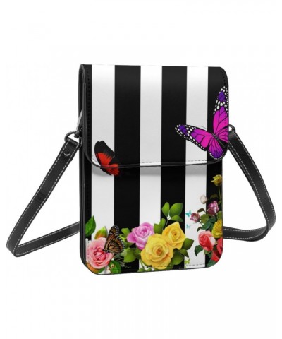 Butterfly Leather Portable Mobile Phone Bag Wallet, Fashion Women'S Flap Phone Protection Crossbody Bag $17.17 Crossbody Bags