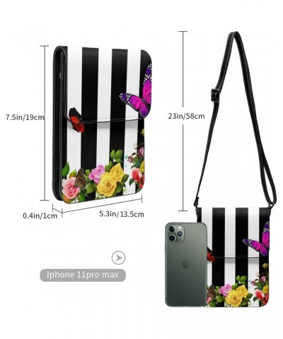 Butterfly Leather Portable Mobile Phone Bag Wallet, Fashion Women'S Flap Phone Protection Crossbody Bag $17.17 Crossbody Bags