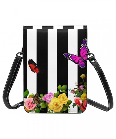 Butterfly Leather Portable Mobile Phone Bag Wallet, Fashion Women'S Flap Phone Protection Crossbody Bag $17.17 Crossbody Bags