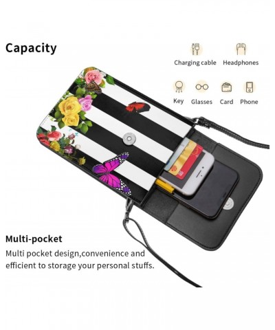 Butterfly Leather Portable Mobile Phone Bag Wallet, Fashion Women'S Flap Phone Protection Crossbody Bag $17.17 Crossbody Bags