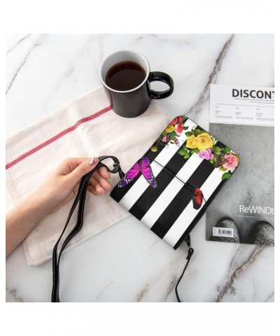 Butterfly Leather Portable Mobile Phone Bag Wallet, Fashion Women'S Flap Phone Protection Crossbody Bag $17.17 Crossbody Bags