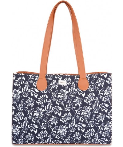 Handcrafted Vegan Leather Office Tote Bag For Women Midnight Owl Themed Printed Canvas Casual Bag $33.67 Totes