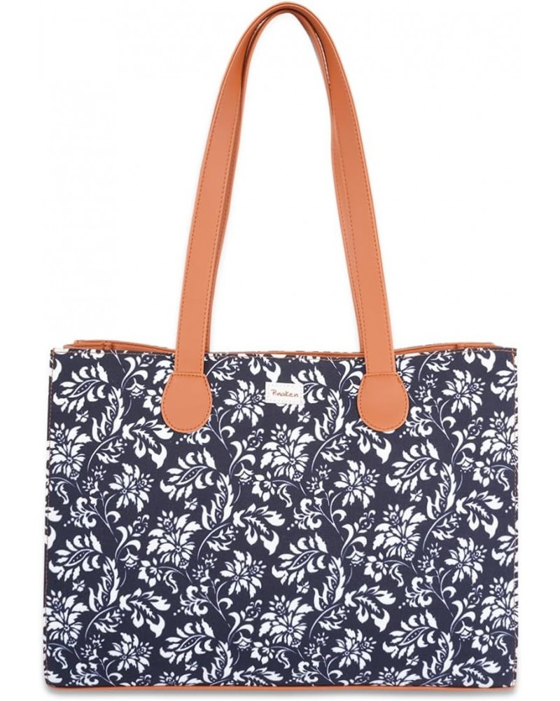 Handcrafted Vegan Leather Office Tote Bag For Women Midnight Owl Themed Printed Canvas Casual Bag $33.67 Totes