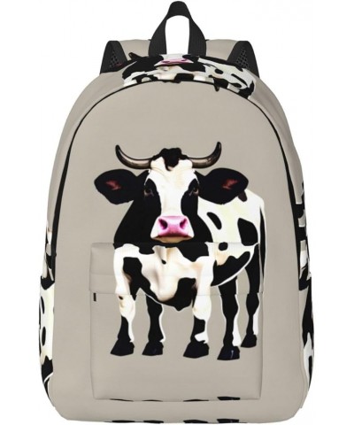 Cow Black Spot Print Unisex Canvas Bag Canvas Shoulder Pouch Pack Lightweight Backpack For Woman Lady Black Medium $21.44 Bac...