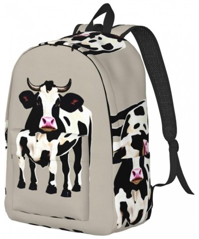 Cow Black Spot Print Unisex Canvas Bag Canvas Shoulder Pouch Pack Lightweight Backpack For Woman Lady Black Medium $21.44 Bac...