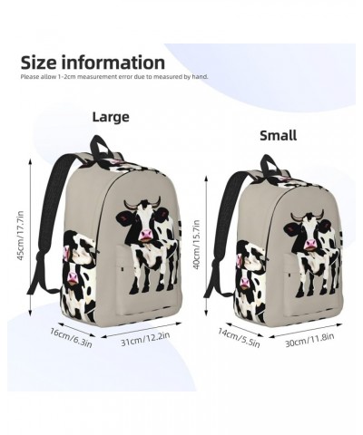 Cow Black Spot Print Unisex Canvas Bag Canvas Shoulder Pouch Pack Lightweight Backpack For Woman Lady Black Medium $21.44 Bac...